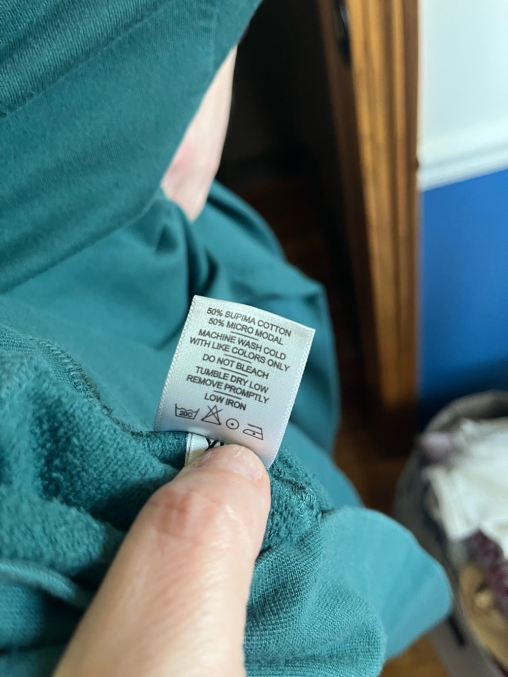 Women’ Teal Hooded Pullover Sweatshirt - Picture 4 of 4
